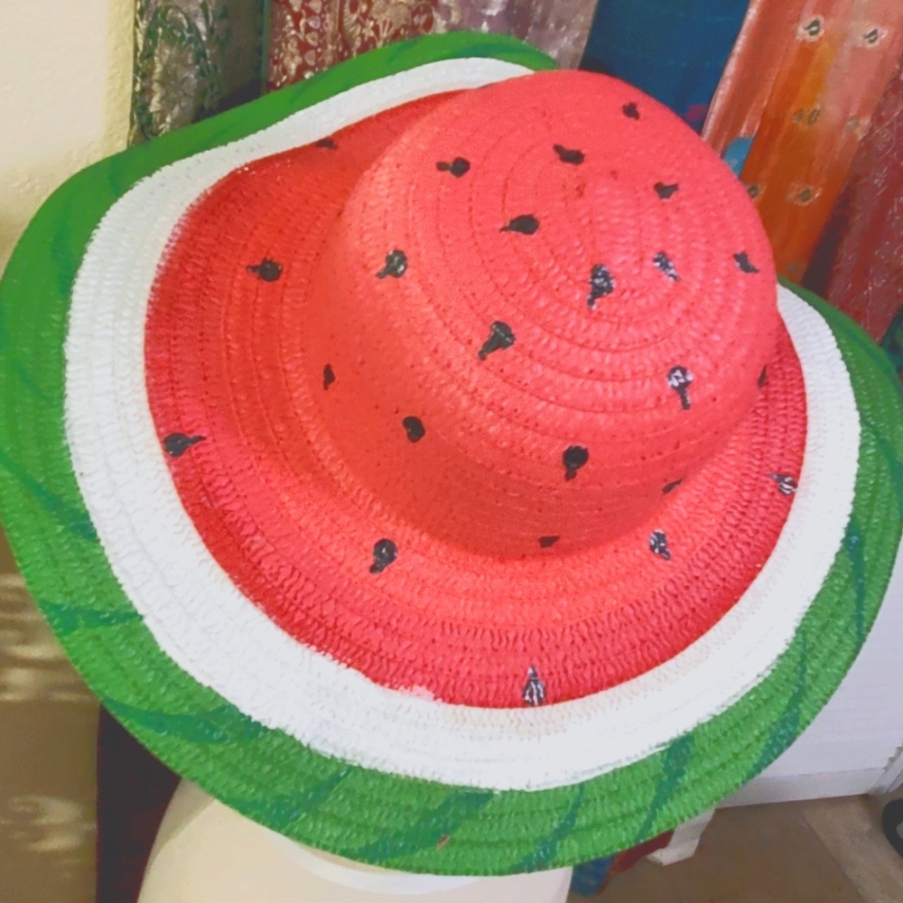 Sun Hat 🍉 Handpainted Watermelon Hat